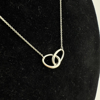 Tiffany & Co Elsa Peretti Double Loop 925 Sterling Silver Pendant Necklace