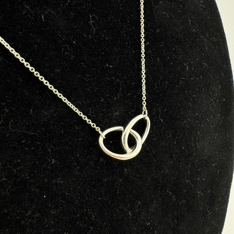 Tiffany & Co Elsa Peretti Double Loop 925 Sterling Silver Pendant Necklace