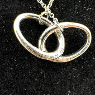 Tiffany & Co Elsa Peretti Double Loop 925 Sterling Silver Pendant Necklace