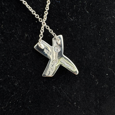 Tiffany & Co Paloma Picasso Kiss Cross 925 Sterling Silver Pendant Necklace