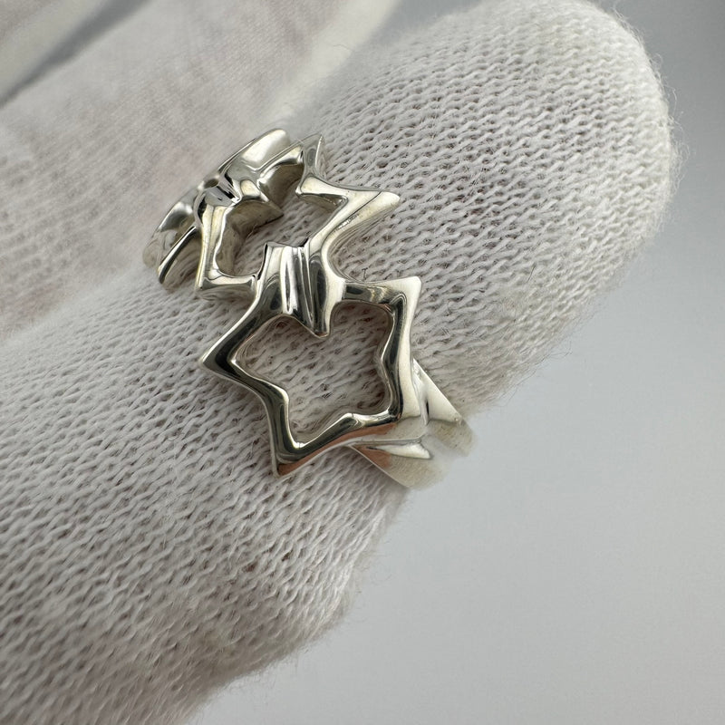 Tiffany & Co Stars Triple Star 925 Sterling Silver Ring Size 5 US