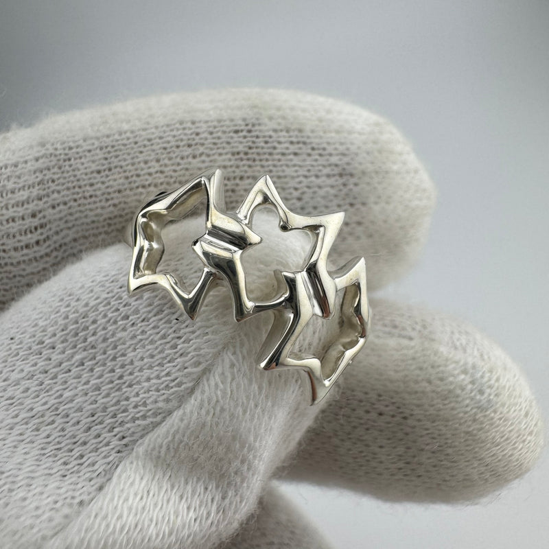 Tiffany & Co Stars Triple Star 925 Sterling Silver Ring Size 5 US