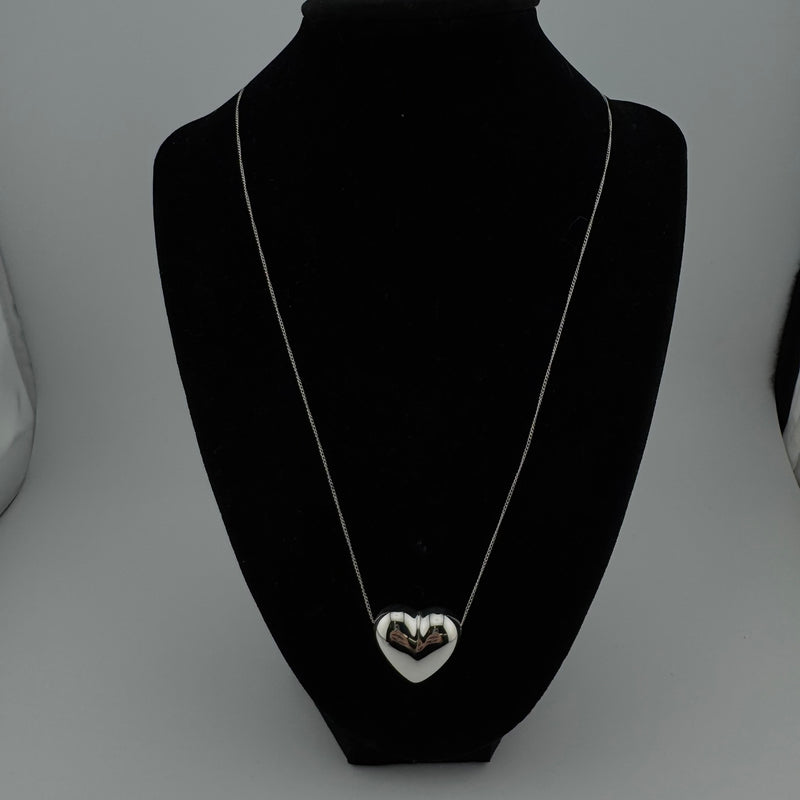 Tiffany & Co Pinched Heart 925 Sterling Silver Pendant Necklace