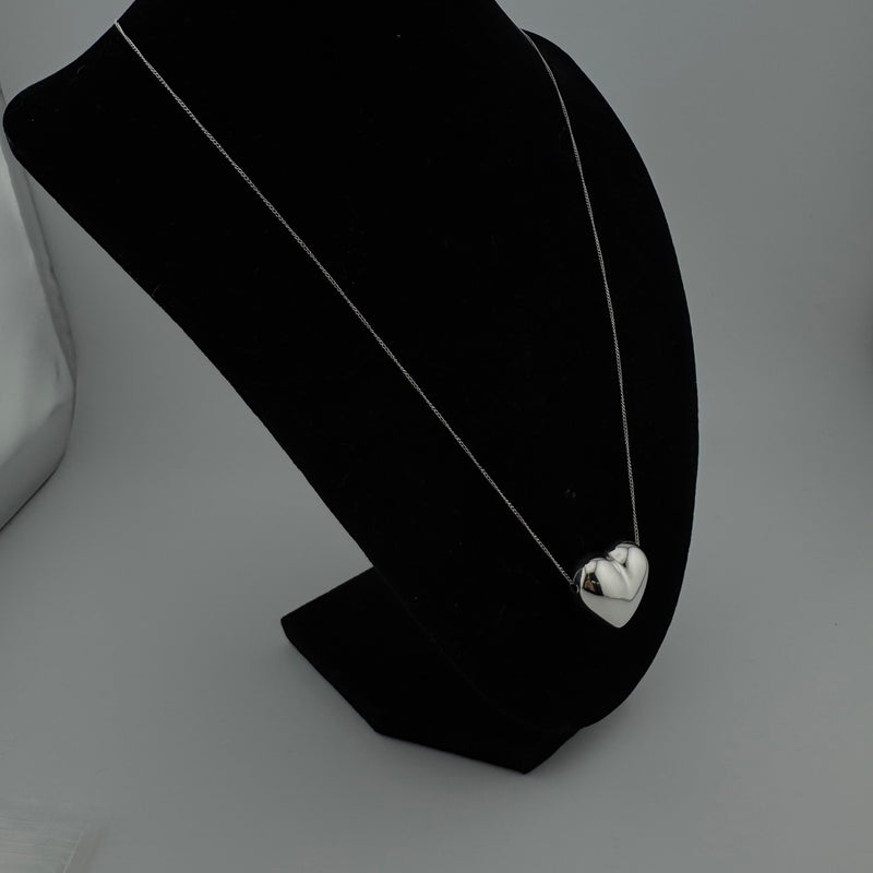 Tiffany & Co Pinched Heart 925 Sterling Silver Pendant Necklace