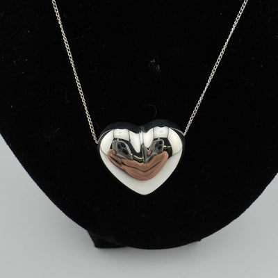 Tiffany & Co Pinched Heart 925 Sterling Silver Pendant Necklace