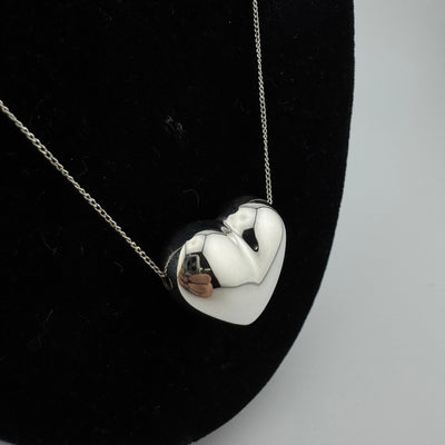Tiffany & Co Pinched Heart 925 Sterling Silver Pendant Necklace