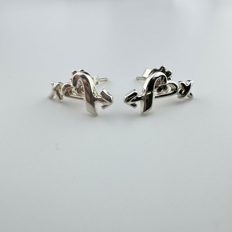 Tiffany & Co Paloma Picasso Loving Heart Arrow 925 Sterling Silver Earrings