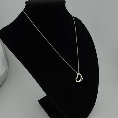 Tiffany & Co Elsa Peretti Open Heart 925 Sterling Silver Pendant Necklace