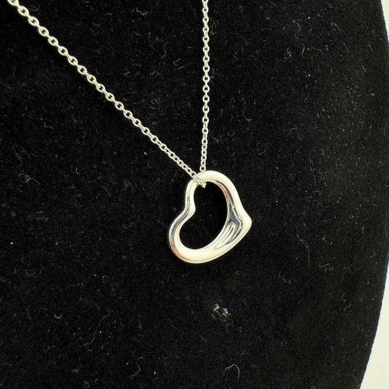 Tiffany & Co Elsa Peretti Open Heart 925 Sterling Silver Pendant Necklace