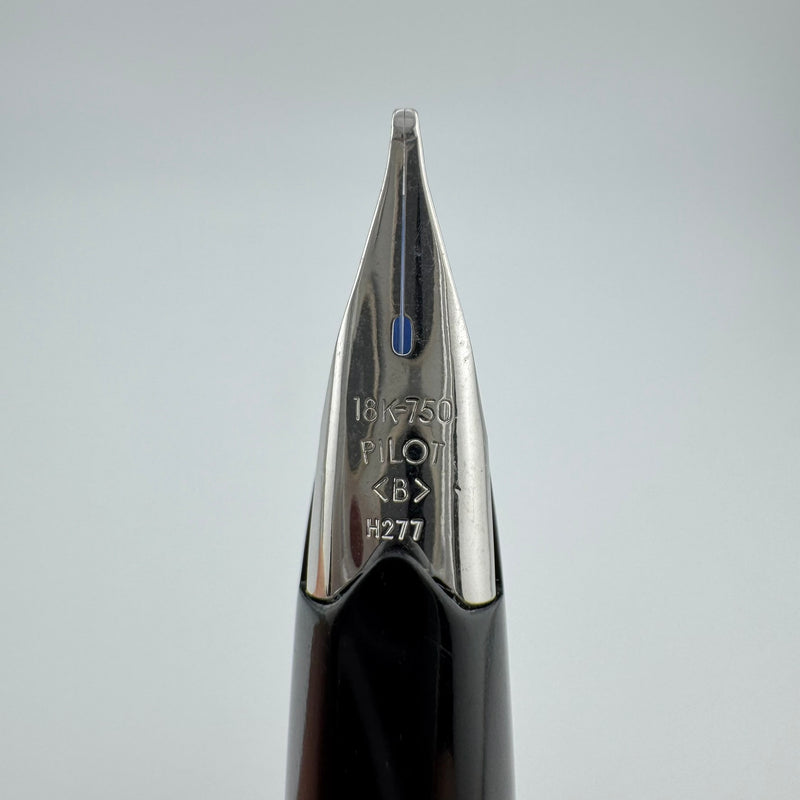 Pilot Elite Checkered Steel Pocket Fountain Pen 18K Gold Broad Nib