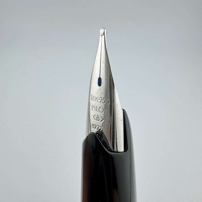 Pilot Elite Checkered Steel Pocket Fountain Pen 18K Gold Broad Nib