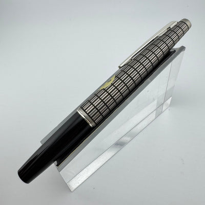 Pilot Elite Checkered Steel Pocket Fountain Pen 18K Gold Broad Nib