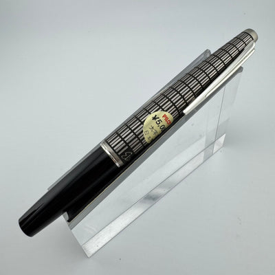 Pilot Elite Checkered Steel Pocket Fountain Pen 18K Gold Broad Nib
