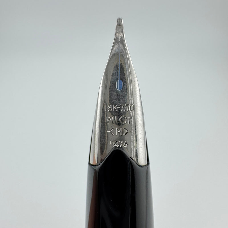 Pilot Elite Checkered Steel Pocket Fountain Pen 18K Gold Medium Nib