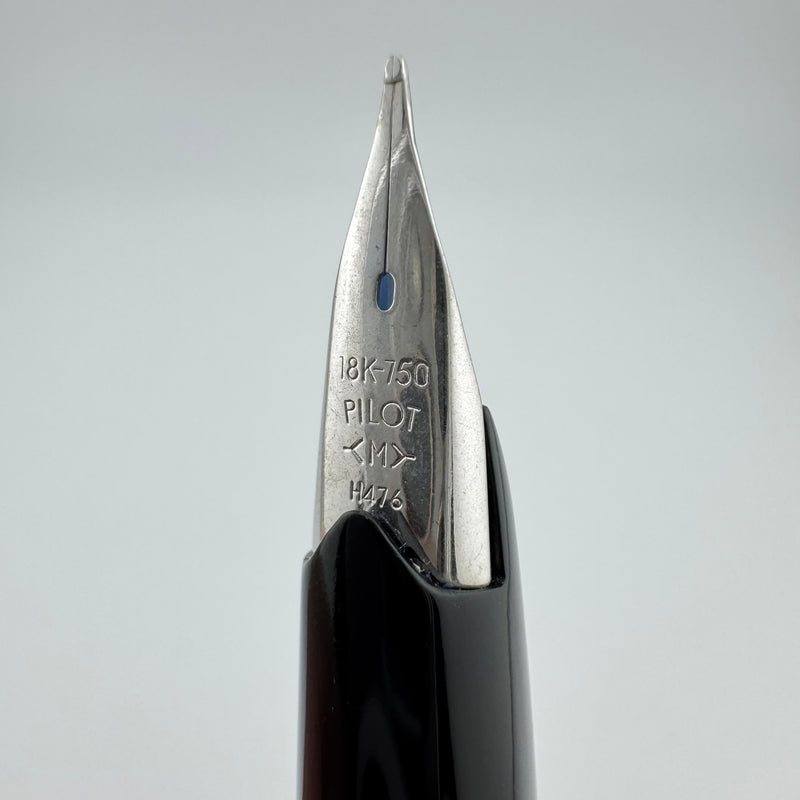 Pilot Elite Checkered Steel Pocket Fountain Pen 18K Gold Medium Nib