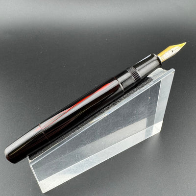 Warranted Black & Red Urushi Eyedropper Fountain Pen Steel Extra-Fine Nib