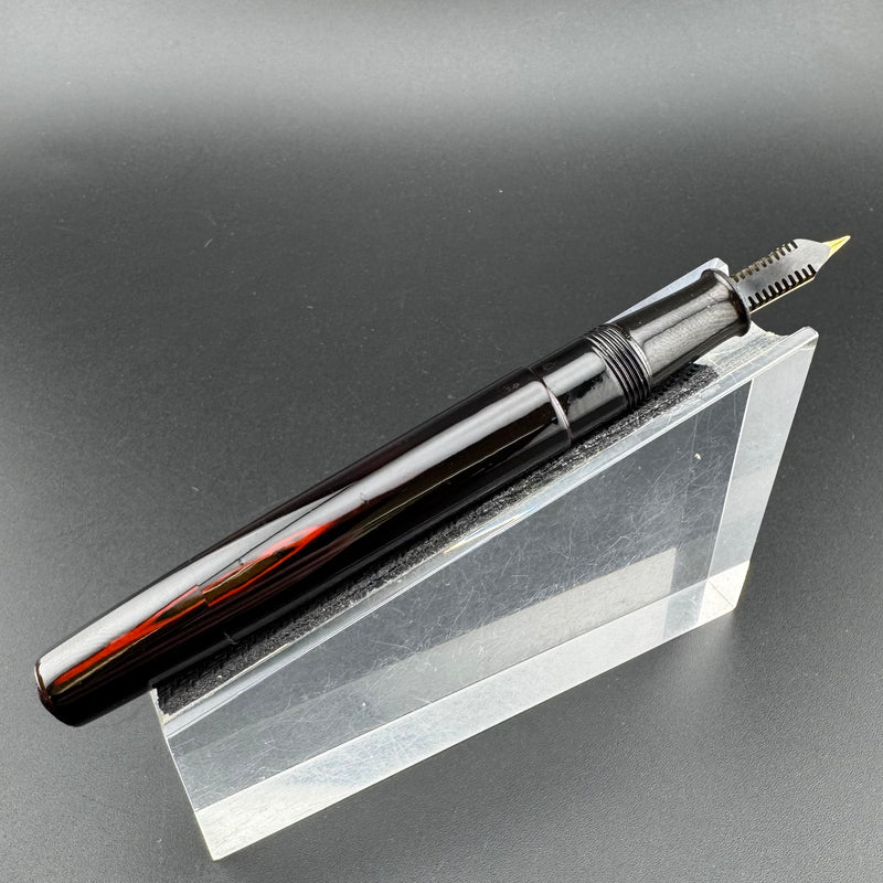 Warranted Black & Red Urushi Eyedropper Fountain Pen Steel Extra-Fine Nib