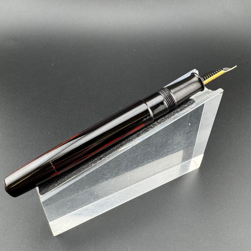 Warranted Black & Red Urushi Eyedropper Fountain Pen Steel Extra-Fine Nib