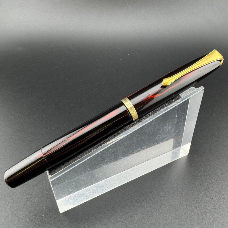 Warranted Black & Red Urushi Eyedropper Fountain Pen Steel Extra-Fine Nib