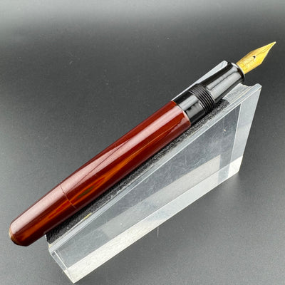 Warranted Red & Orange Urushi Eyedropper Fountain Pen Steel Extra-Fine Nib