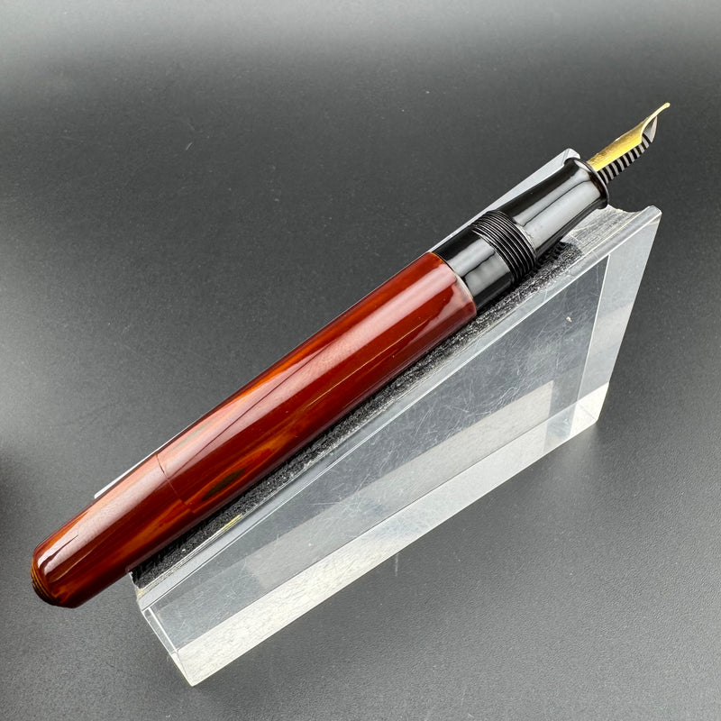 Warranted Red & Orange Urushi Eyedropper Fountain Pen Steel Extra-Fine Nib