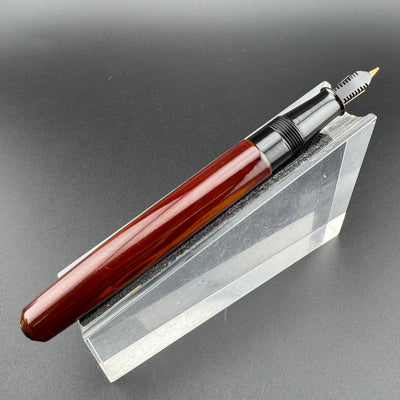 Warranted Red & Orange Urushi Eyedropper Fountain Pen Steel Extra-Fine Nib