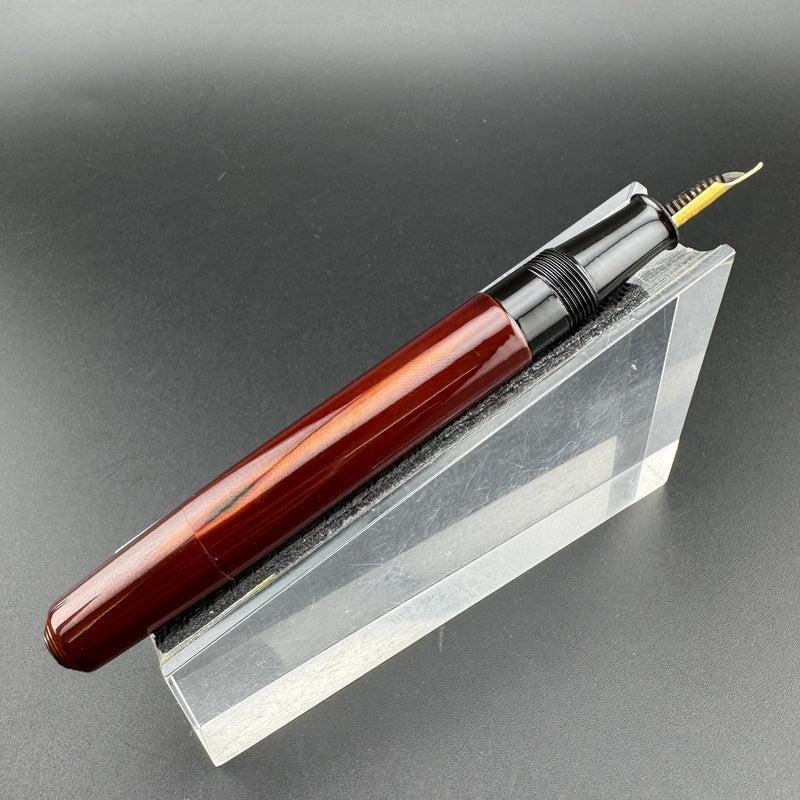 Warranted Red & Orange Urushi Eyedropper Fountain Pen Steel Extra-Fine Nib