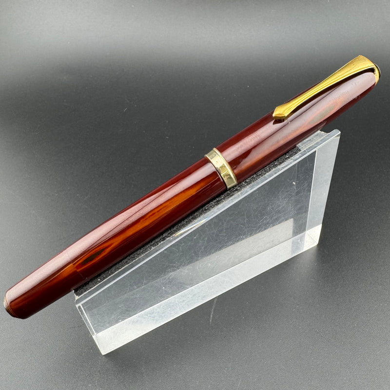 Warranted Red & Orange Urushi Eyedropper Fountain Pen Steel Extra-Fine Nib