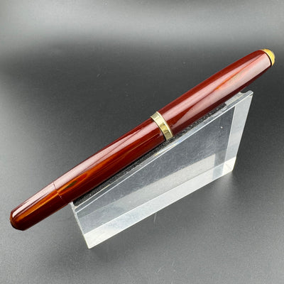 Warranted Red & Orange Urushi Eyedropper Fountain Pen Steel Extra-Fine Nib