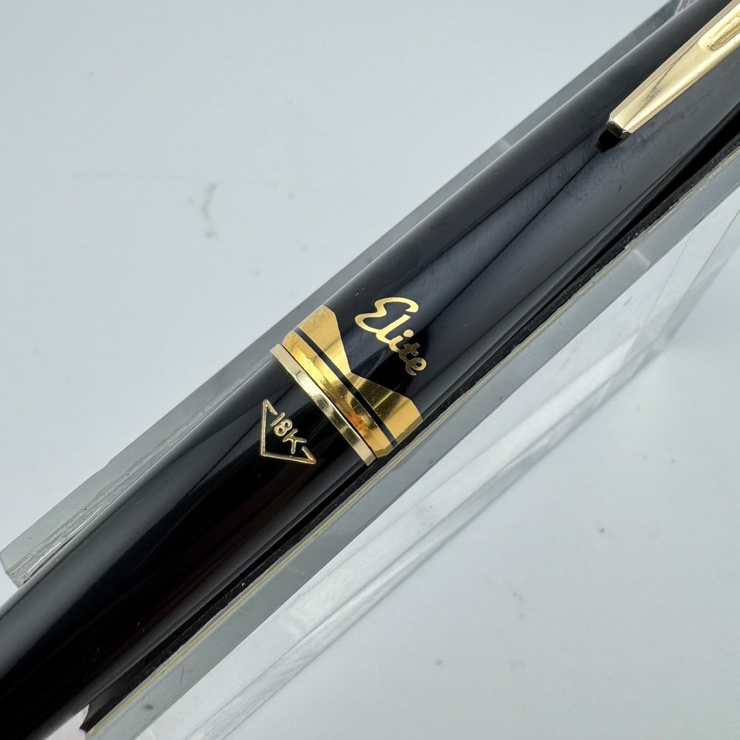 Pilot Elite Black & Gold Resin Pocket Fountain Pen 18K Gold Medium