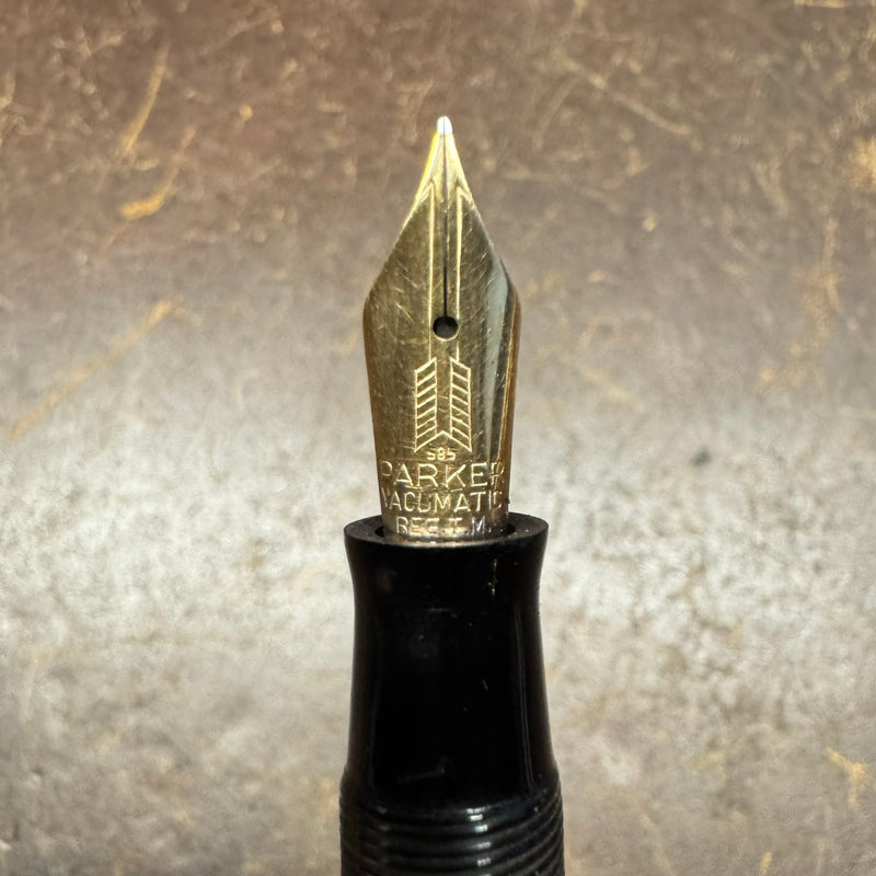 Parker Vacumatic Debutant Brown Transparent Fountain Pen 14K Gold Fine Nib