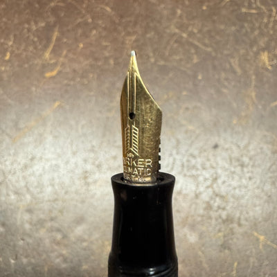 Parker Vacumatic Debutant Brown Transparent Fountain Pen 14K Gold Fine Nib