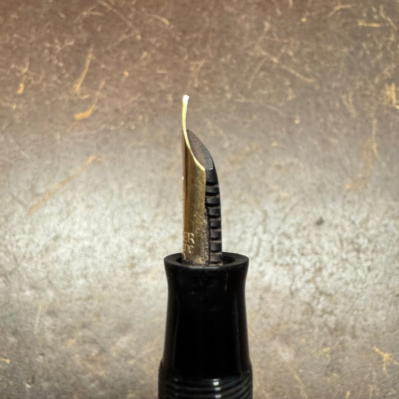 Parker Vacumatic Debutant Brown Transparent Fountain Pen 14K Gold Fine Nib