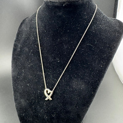 Tiffany & Co Paloma Picasso Loving Heart Pendant Necklace 925 Silver 15in