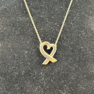 Tiffany & Co Paloma Picasso Loving Heart Pendant Necklace 925 Silver 15in