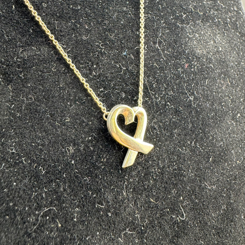 Tiffany & Co Paloma Picasso Loving Heart Pendant Necklace 925 Silver 15in