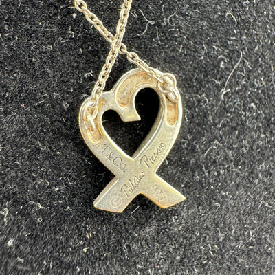 Tiffany & Co Paloma Picasso Loving Heart Pendant Necklace 925 Silver 15in