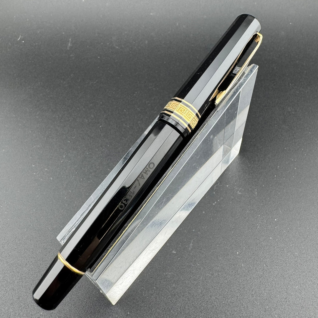 OMAS 1930 Lady Size Black Resin Faceted Fountain Pen 18K Gold Fine