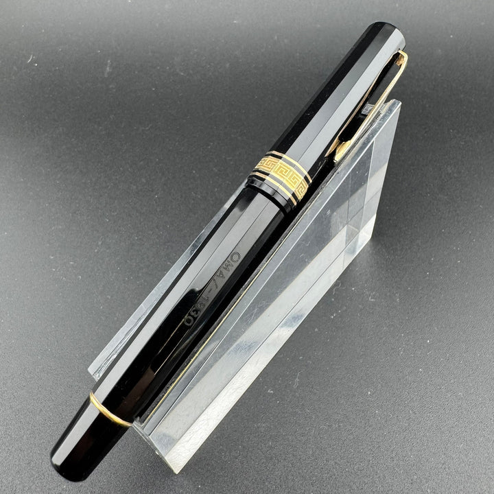 OMAS 1930 Lady Size Black Resin Faceted Fountain Pen 18K Gold Fine