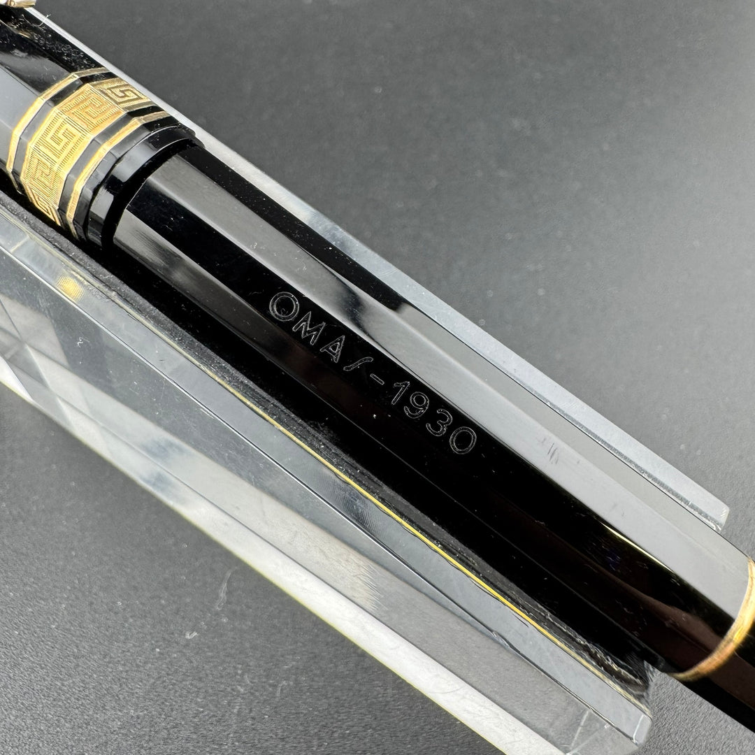 OMAS 1930 Lady Size Black Resin Faceted Fountain Pen 18K Gold Fine