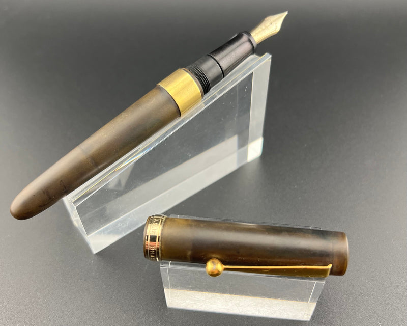 Ohasido Brown Flat Top Handmade Fountain Pen 14K Nib