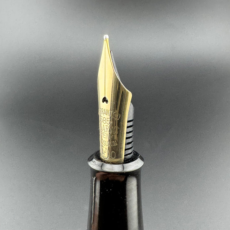 Yugo Black Ebonite Eyedropper Fountain Pen 14K Gold G.K. 40 Fine Nib