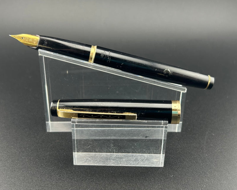 Platinum Black and Gold Fountain Pen, 18K Gold, Fine nib