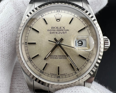 Rolex Oyster Perpetual Datejust Ref 16234 Automatic Watch Fluted Bezel