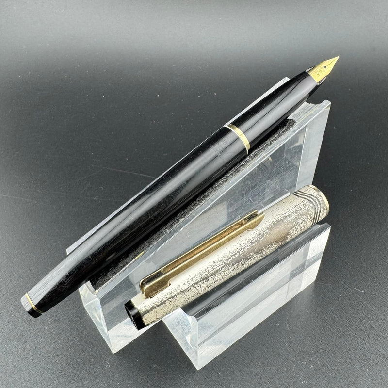Platinum 18K Silver & Black Fountain Pen 18K Gold Soft Fine Nib