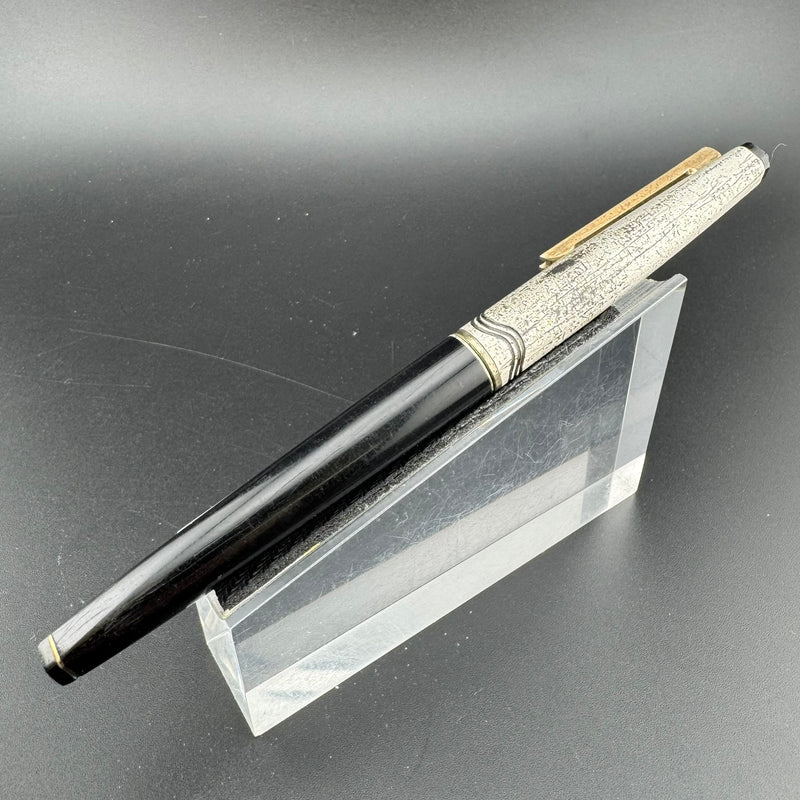 Platinum 18K Silver & Black Fountain Pen 18K Gold Soft Fine Nib